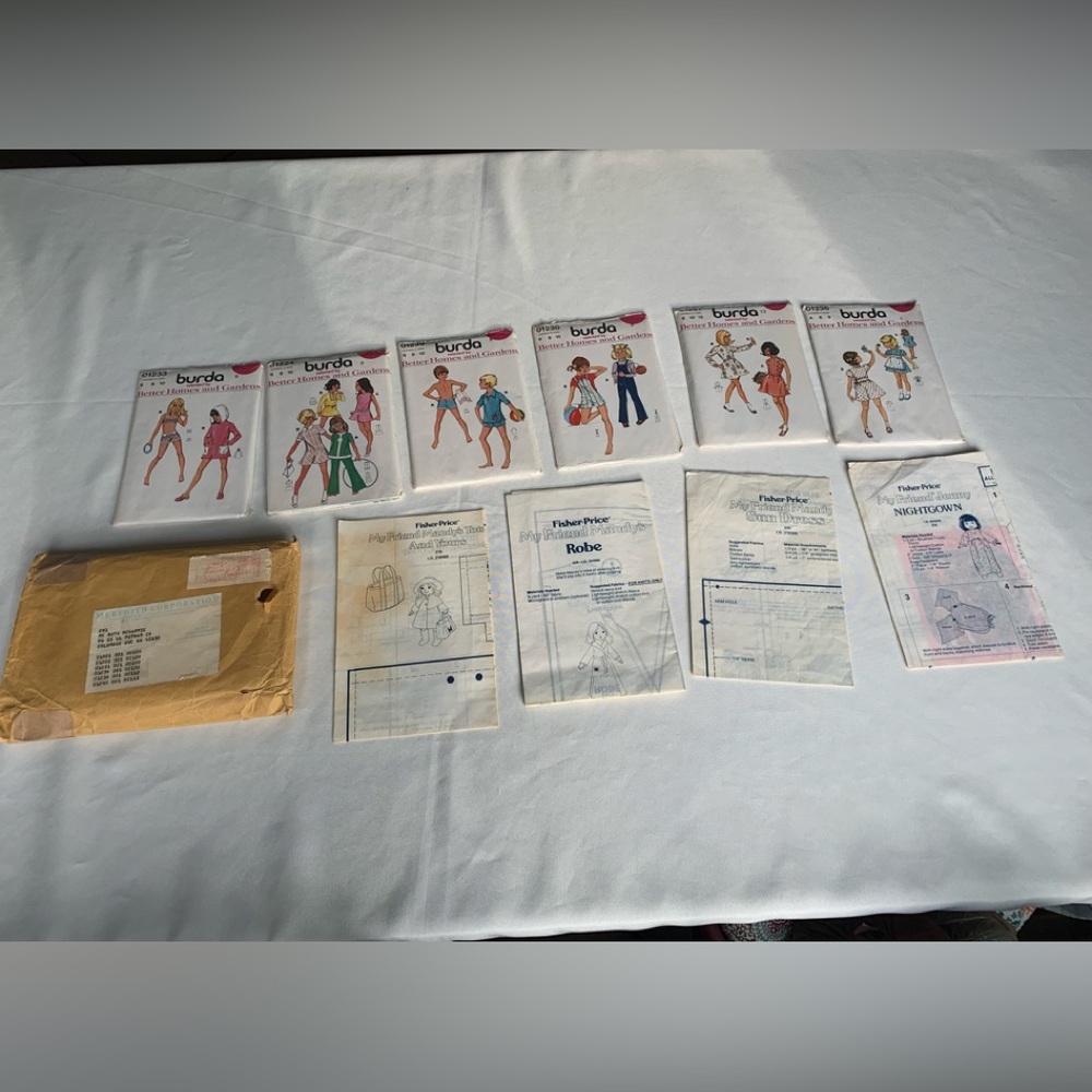 Vintage Set of six unopened clothes sewing stencils and four opened ones